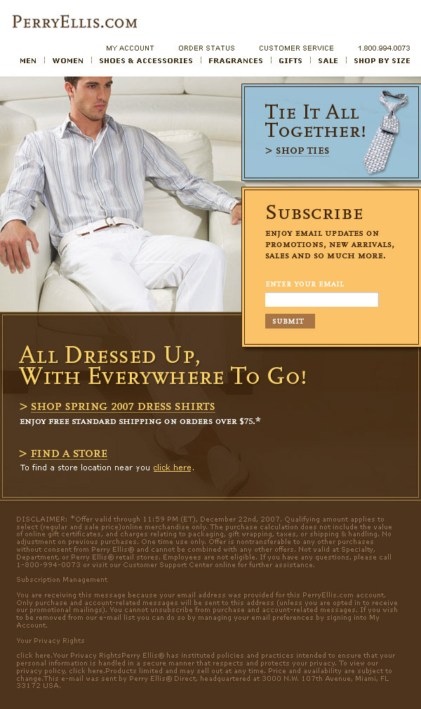 perry ellis email campaign