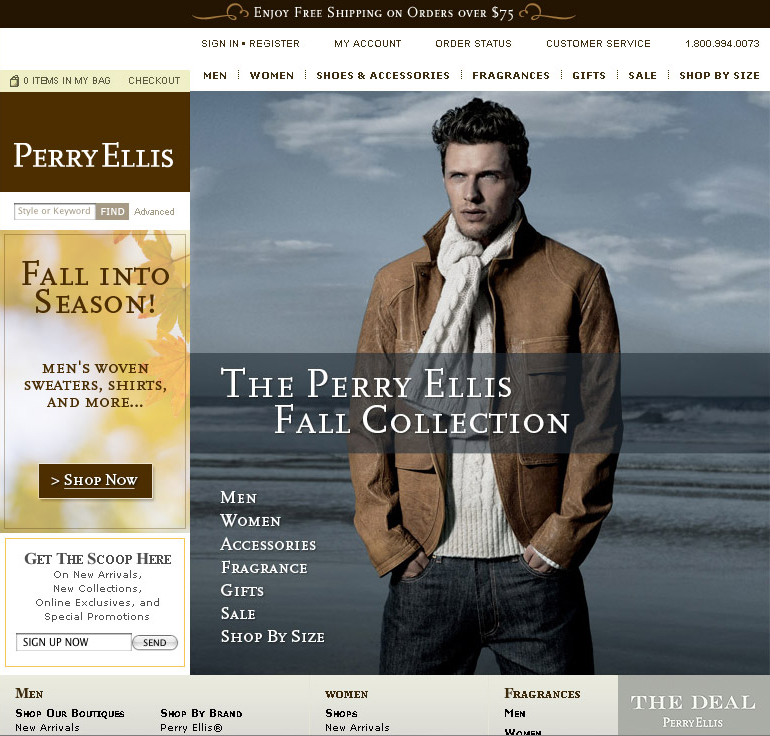 perry ellis landing page fall banner