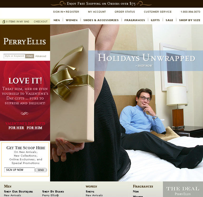 perry ellis landing page side banner